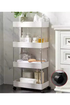Carucior organizator portabil cu 4 rafturi, alb, 39 x 12.5 x 80 cm