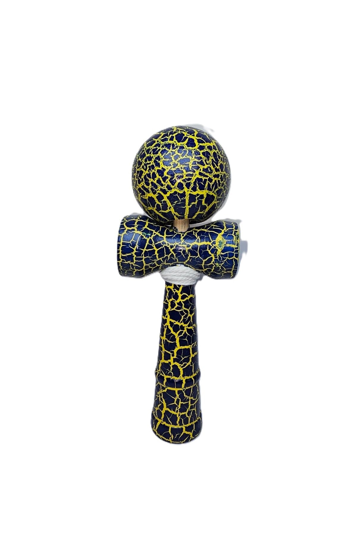 Kendama profesională, bilă din lemn, design artistic cu finisaj crăpat