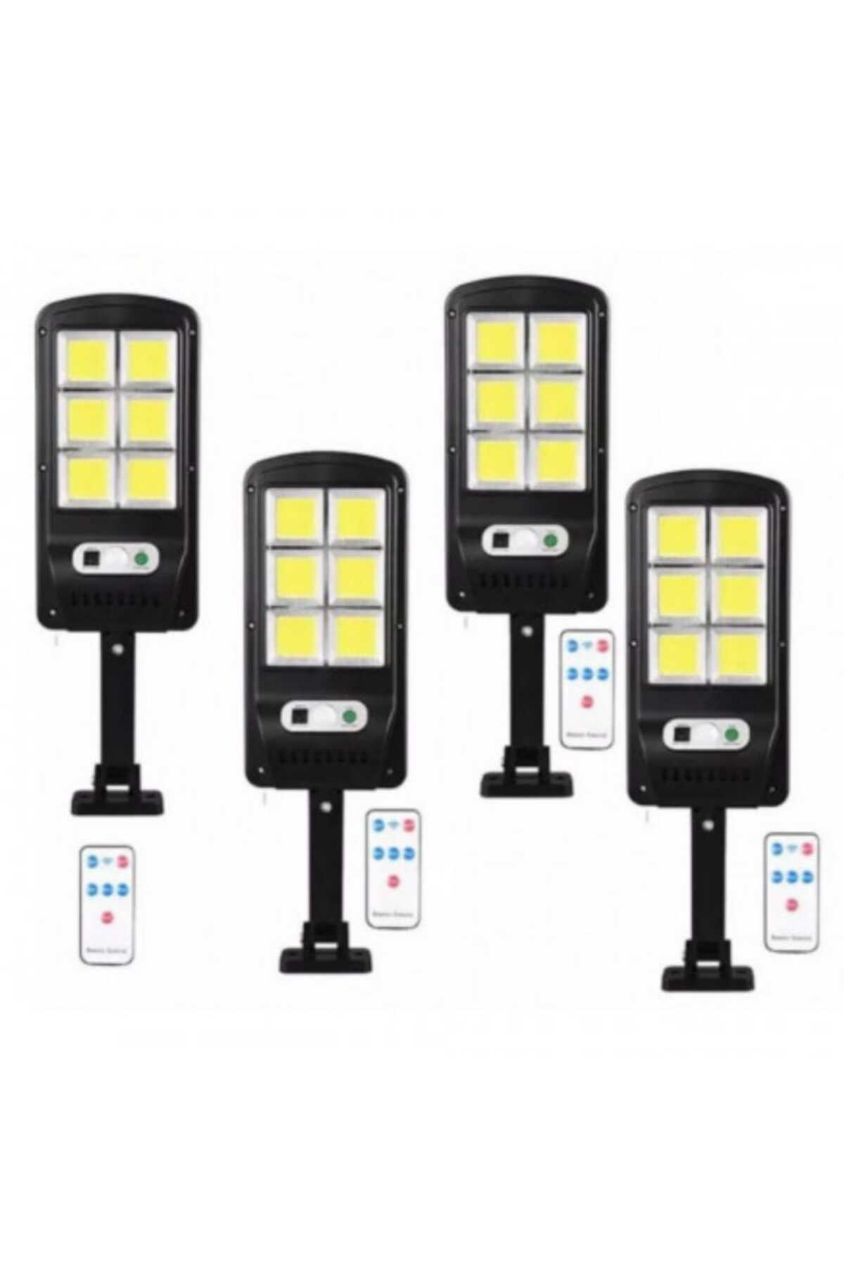 Set 4 x Lampă solară cu 6 celule, LED-uri COB și telecomandă
