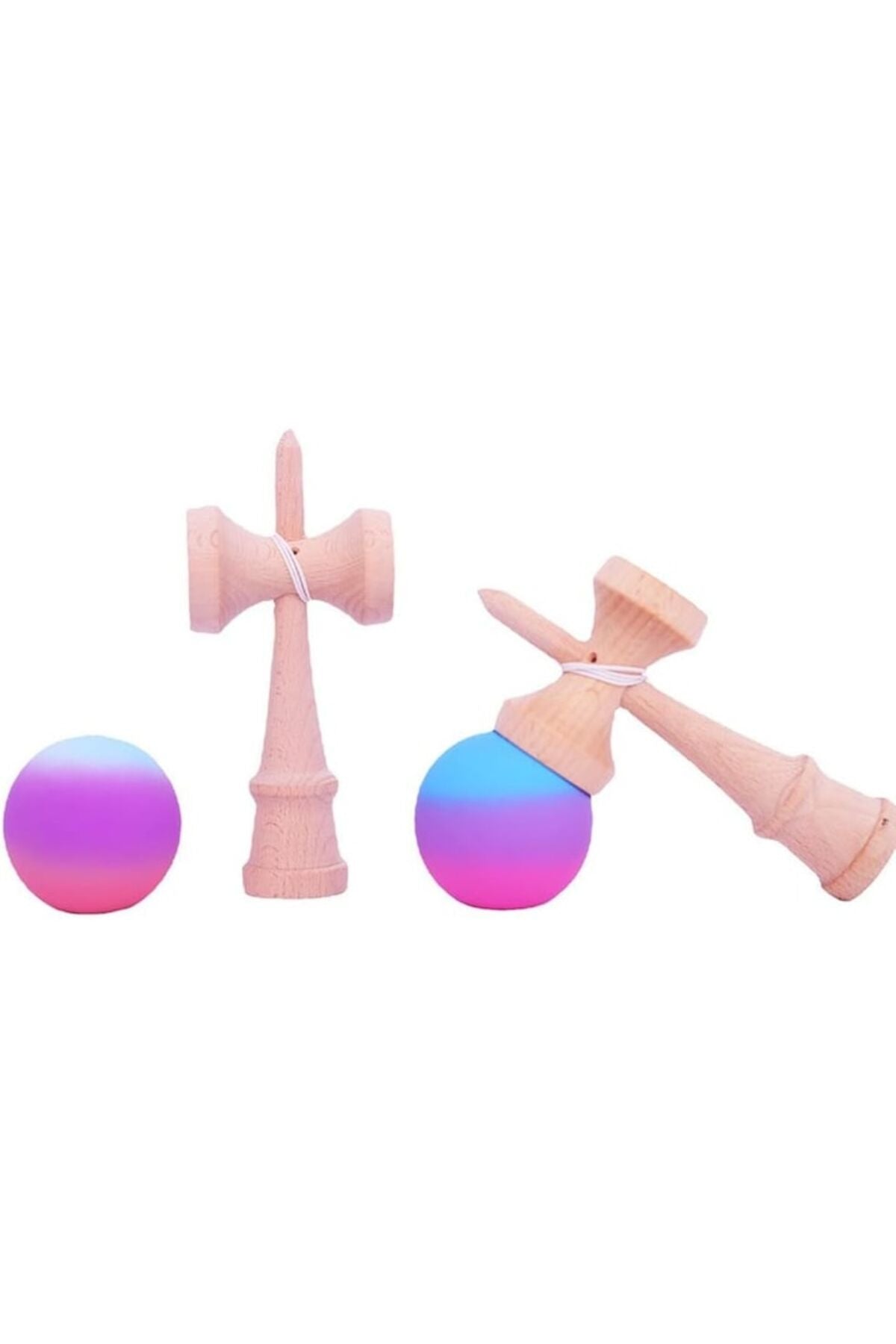 Kendama profesională, din lemn, 18 cm, joc de dexteritate pentru copii și adulți, design gradient, violet deschis