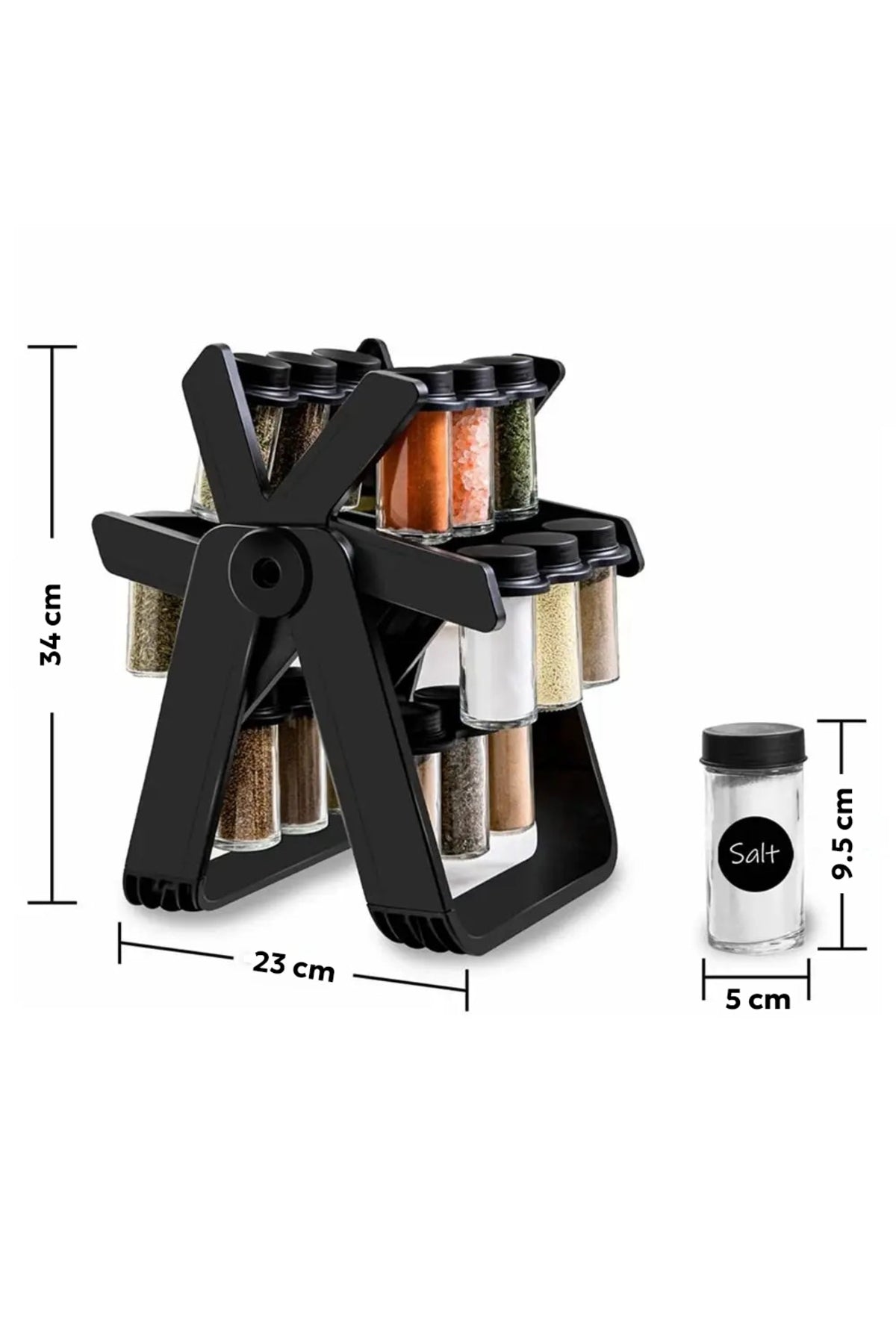 Suport rotativ multifuncțional pentru condimente, pivotant la 360°, ușor de instalat, 34×23 cm