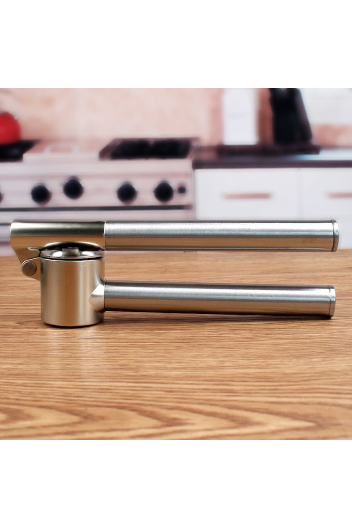 Presă de usturoi, Bztzhm, oțel inoxidabil, 18 cm, cu recipient detașabil, mâner ergonomic