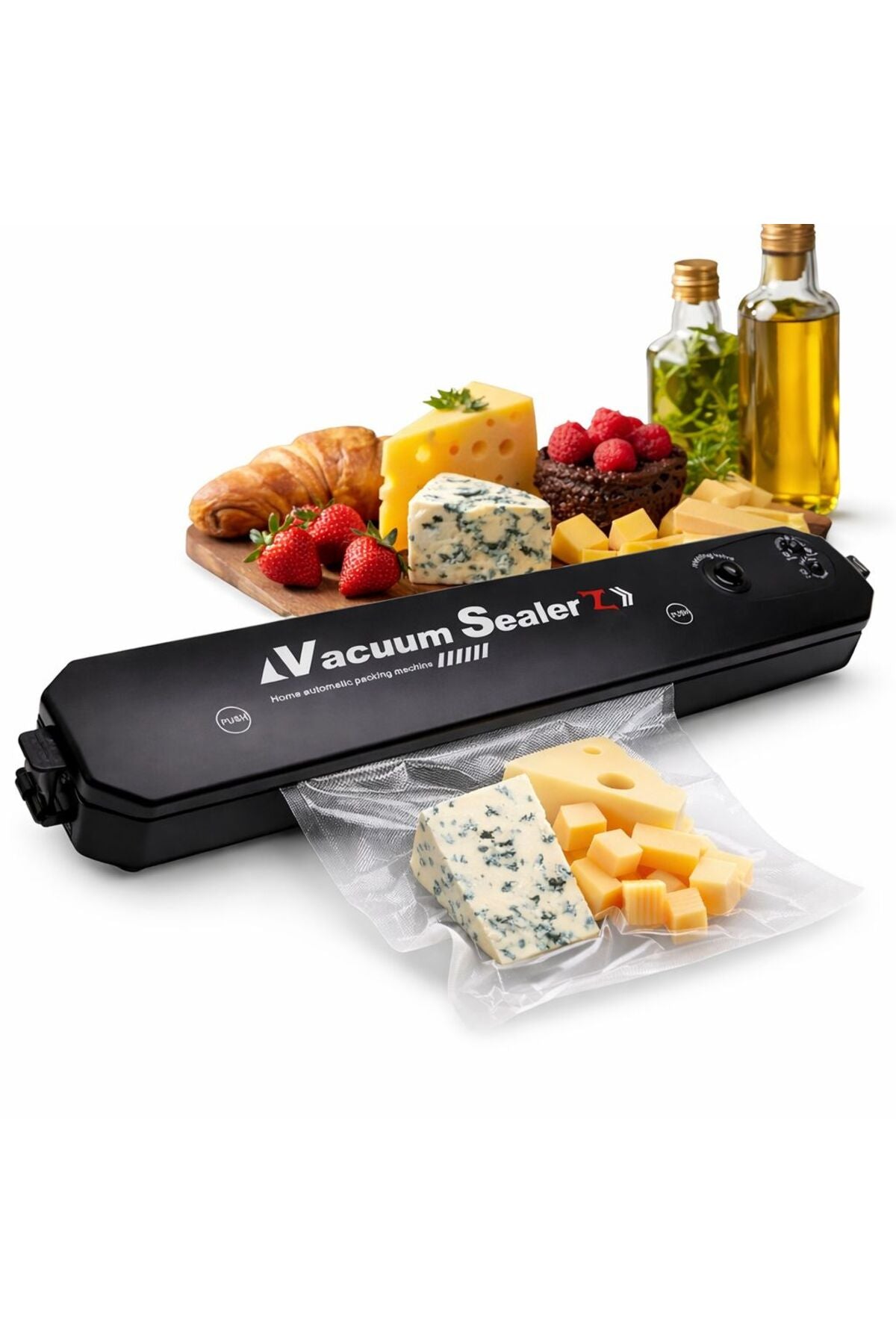 Set aparat de vidat si sigilat cu vacuum si 2 role pungi pentru vidat 500x15cm