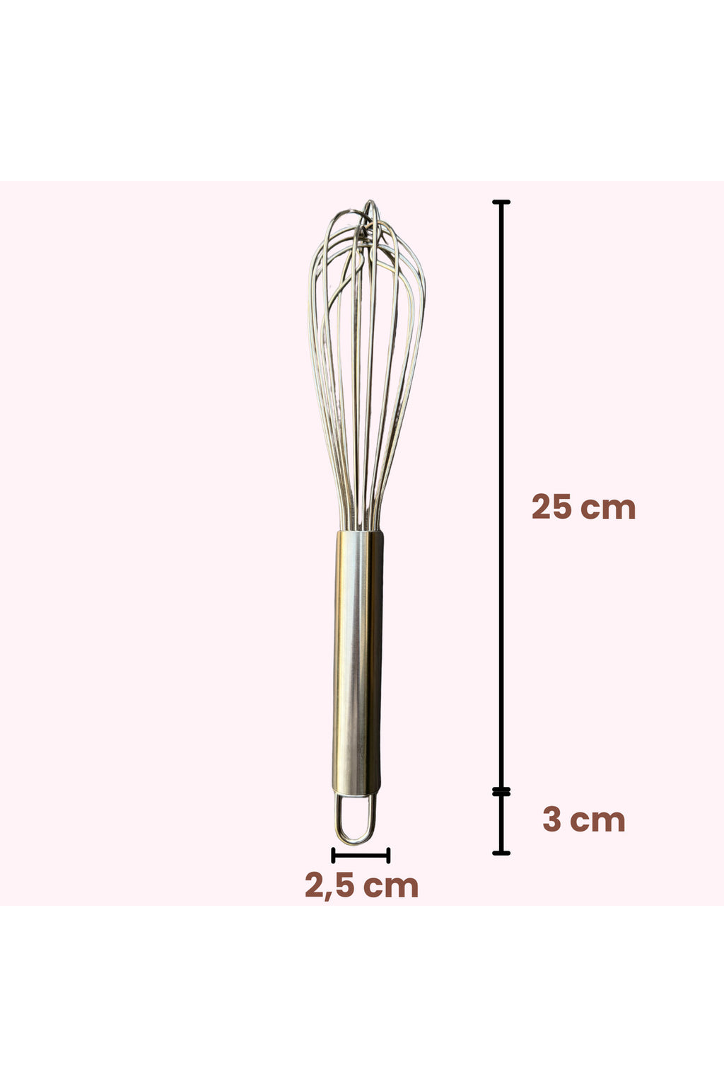 Tel de bucătărie din oțel inoxidabil, 8 fire groase, 28 cm