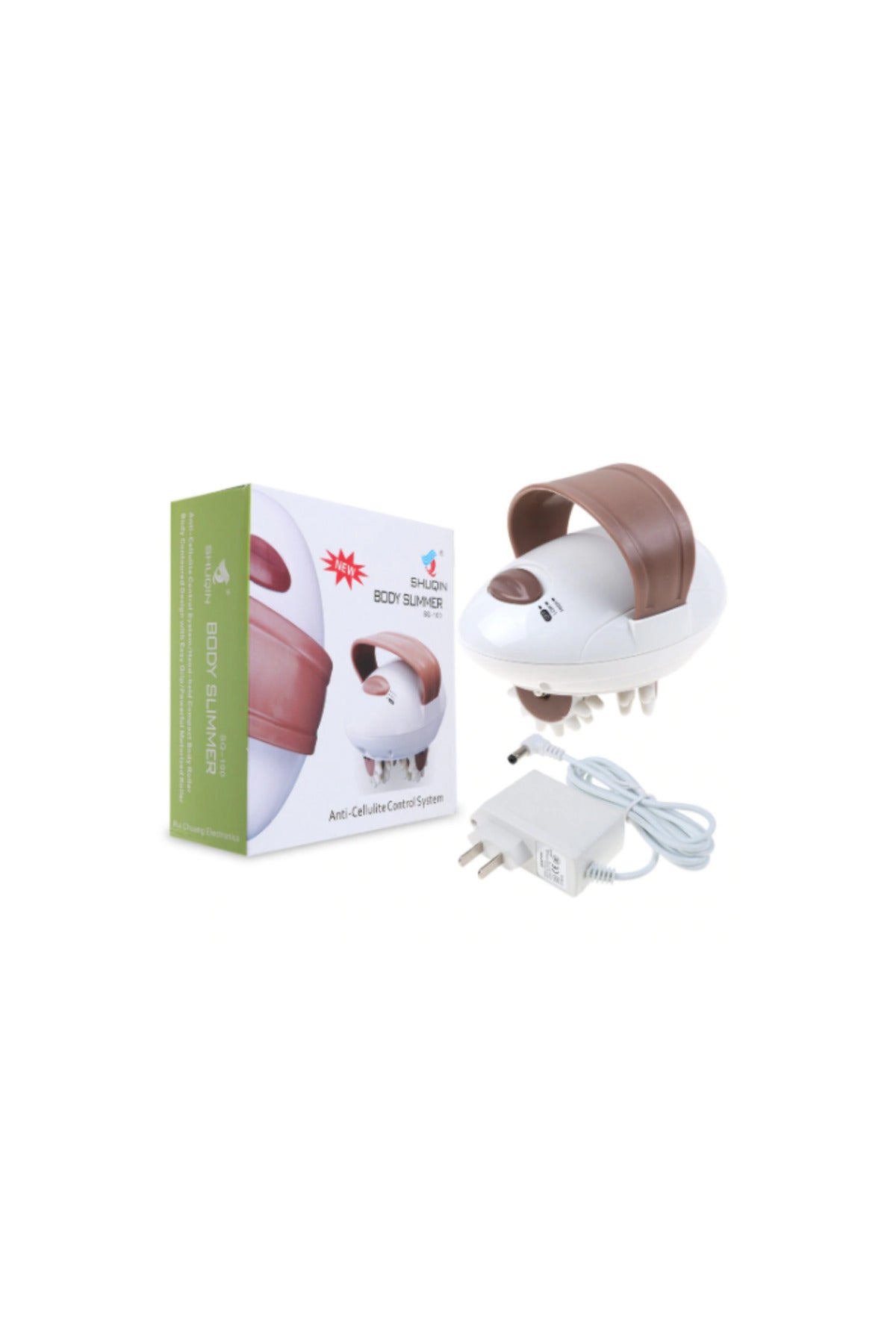 Aparat electric de masaj anticelulitic - Body Slimmer - 6 roți rotative, 2 viteze, alb