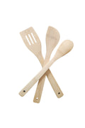 Set 3 ustensile din lemn bambus , 1 lingura rotunjita, 1 spadula gaurita, 1 spatula cu varf