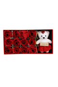 Set cadou ursuleț de pluș + 12 trandafiri parfumați din săpun, decor romantic, ideal pentru Crăciun, Ziua Îndrăgostiților, W
