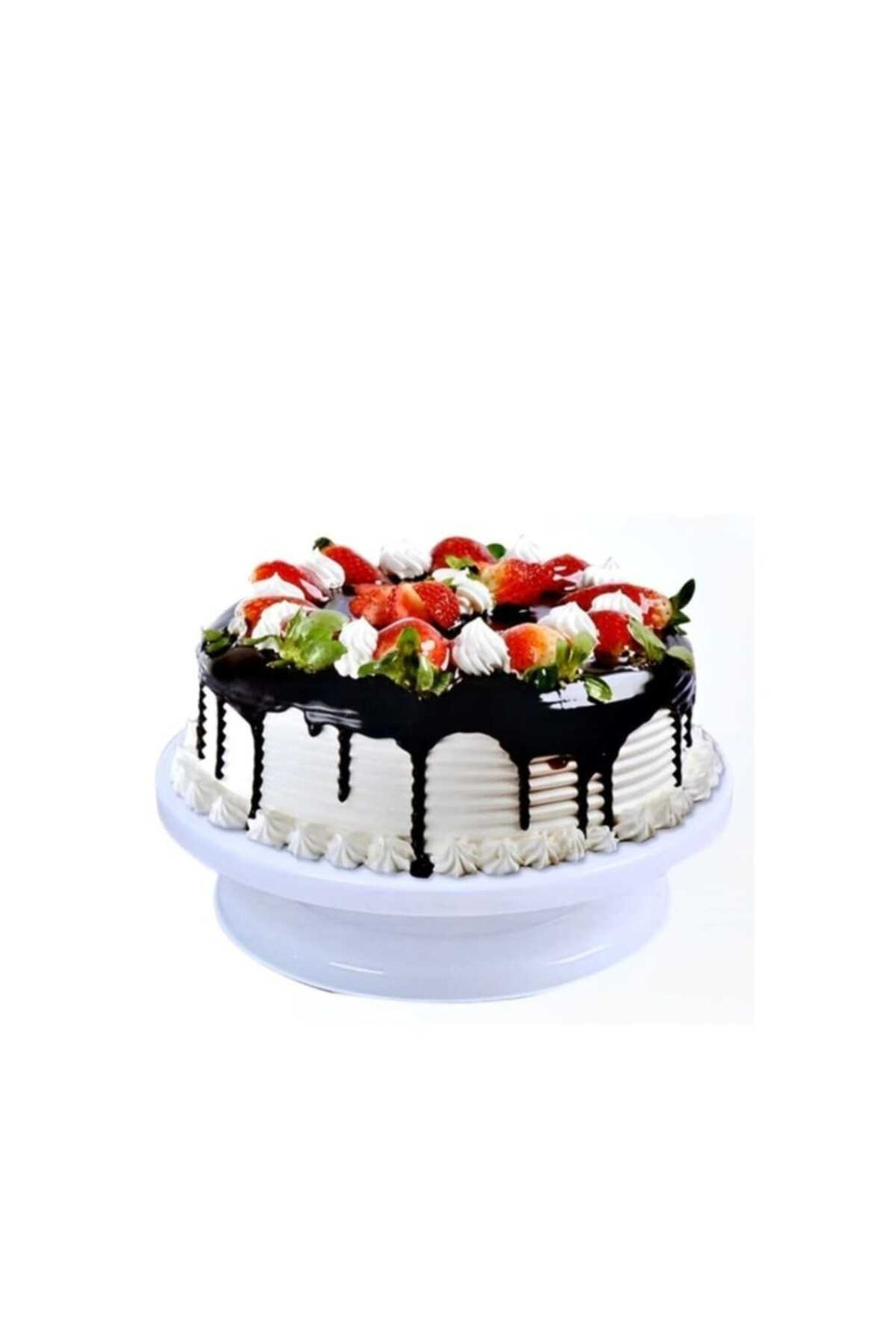Platou rotativ ornare tort, Suprafata antiderapanta, Plastic, Rotund, Diametru 23/28 cm, Inaltime 7