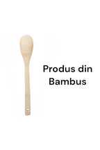Set 3 ustensile din lemn bambus , 1 lingura rotunjita, 1 spadula gaurita, 1 spatula cu varf