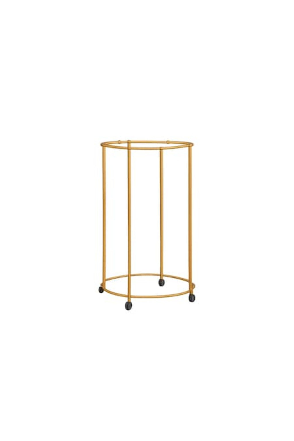 Suport rotund pentru haine, metal, auriu, 130cm x 80cm, cu roți