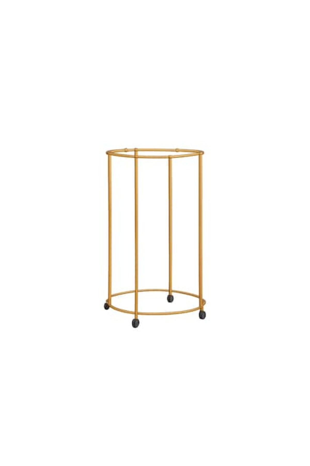 Suport rotund pentru haine, metal, auriu, 130cm x 80cm, cu roți