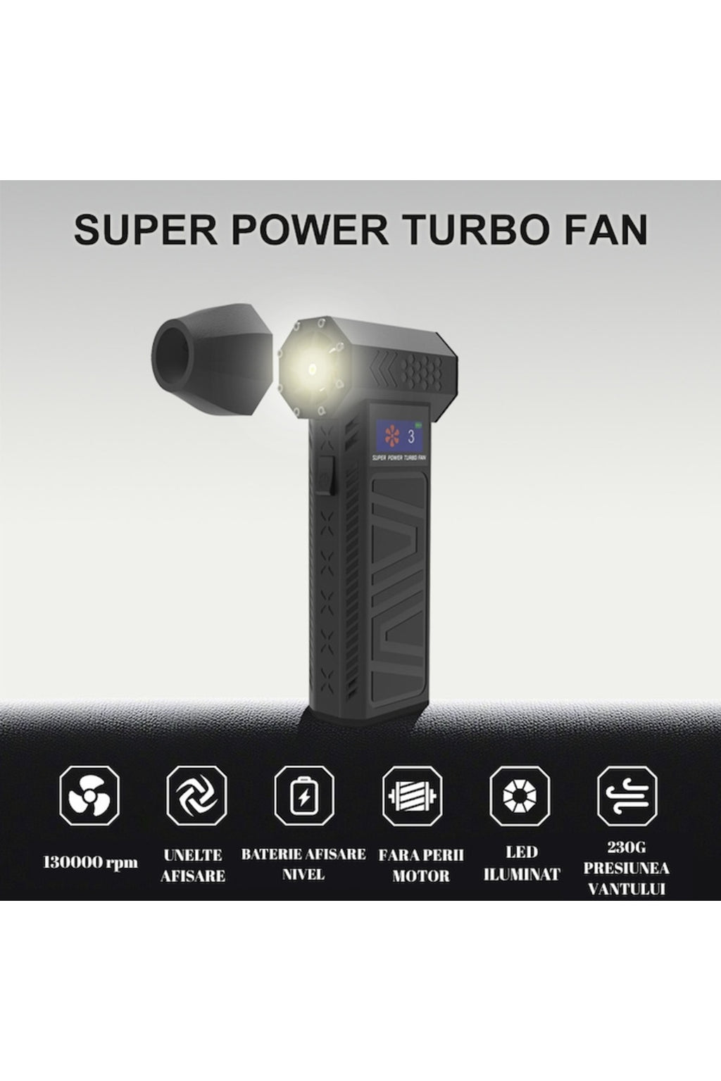 Suflantă de aer portabilă, curățare tastatură, wireless, motor 130000 RPM, baterie 8000mAh