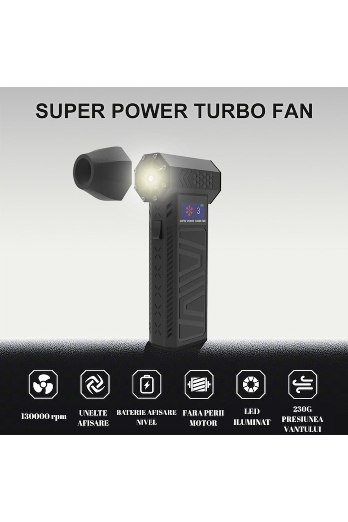 Suflantă de aer portabilă, curățare tastatură, wireless, motor 130000 RPM, baterie 8000mAh