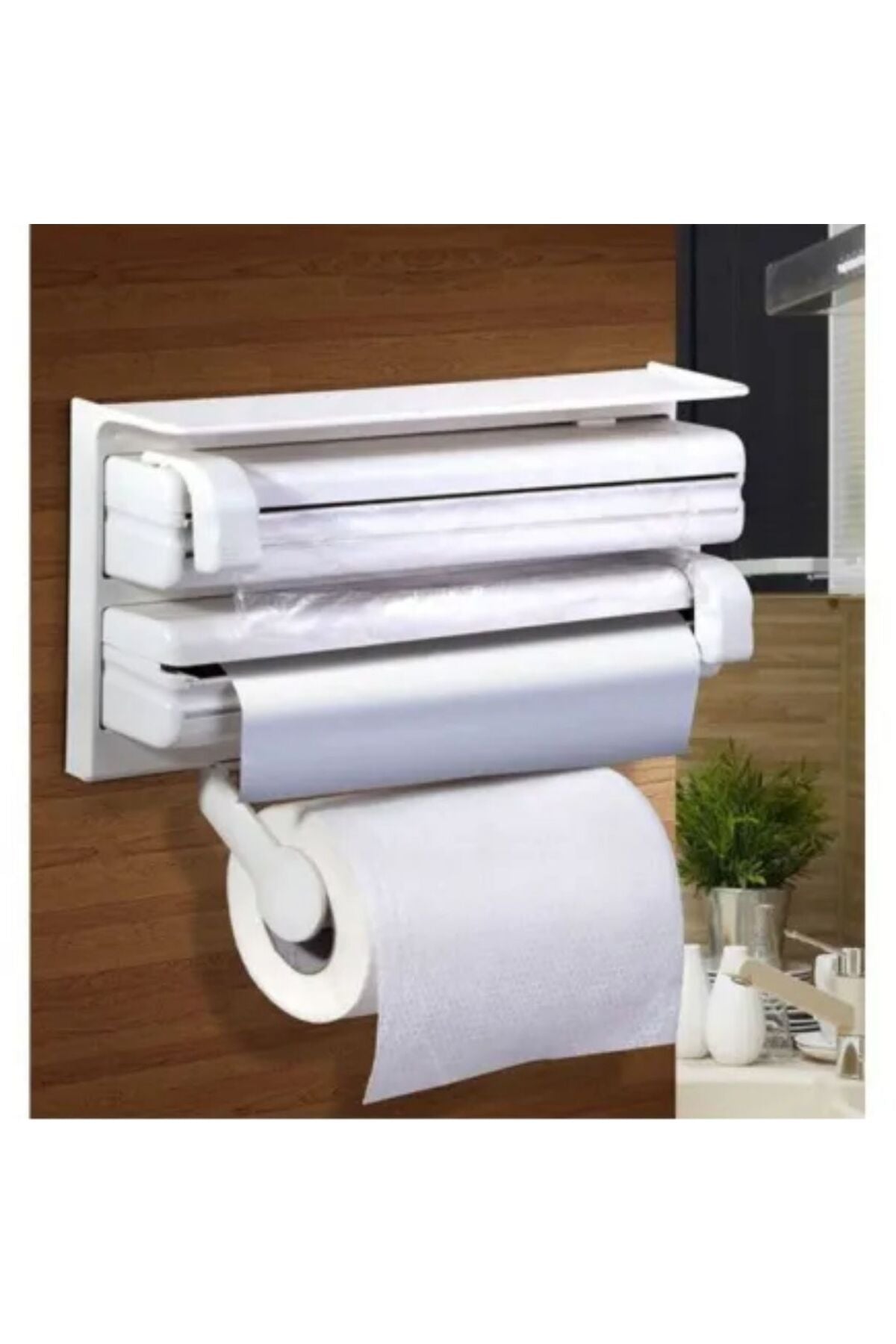 Dispenser de Bucatarie Multifunctional, rola hartie prosop, folie aluminiu si folie alimentara