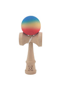 Kendama X, din lemn, mâner din cauciuc, 18 cm, roșu/galben/albastru
