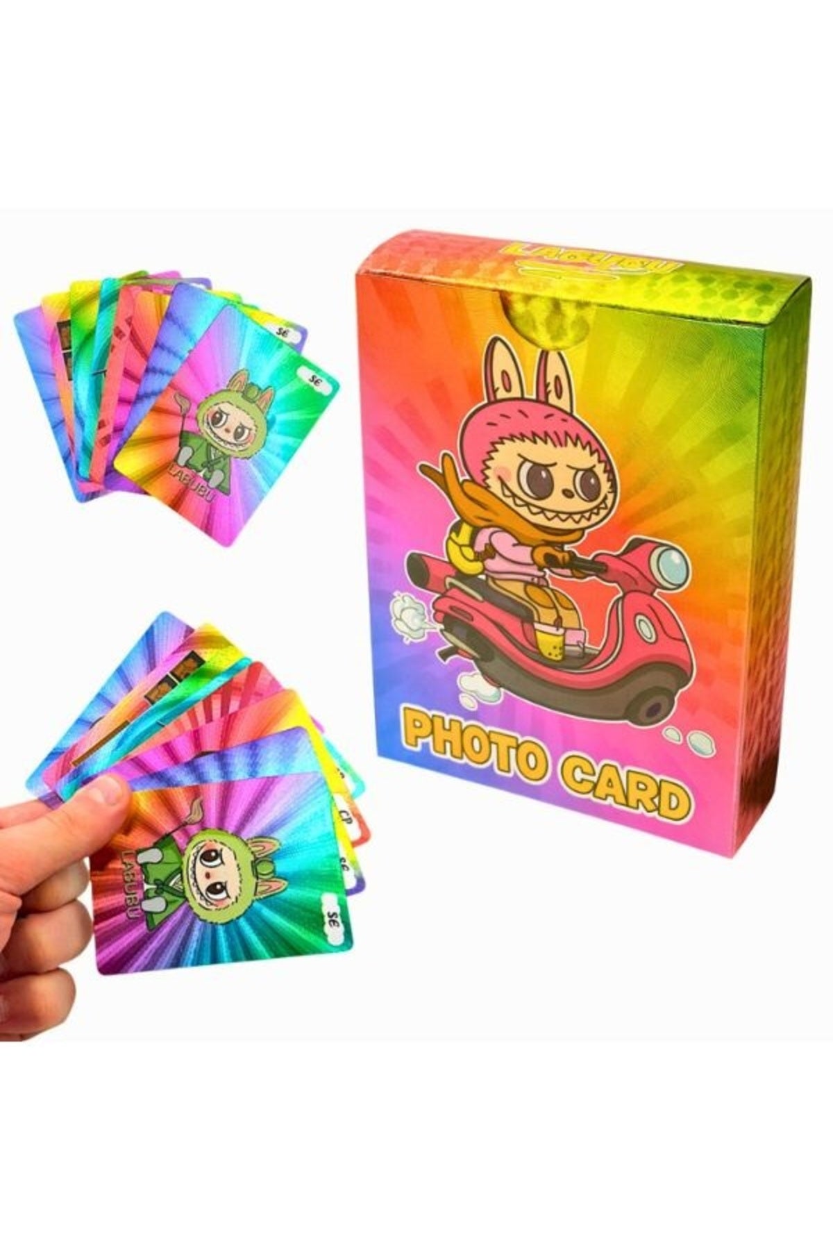 Set 55 Cartonașe Holografice Photo Card – Ilustrații Cute, Culori Vibrante