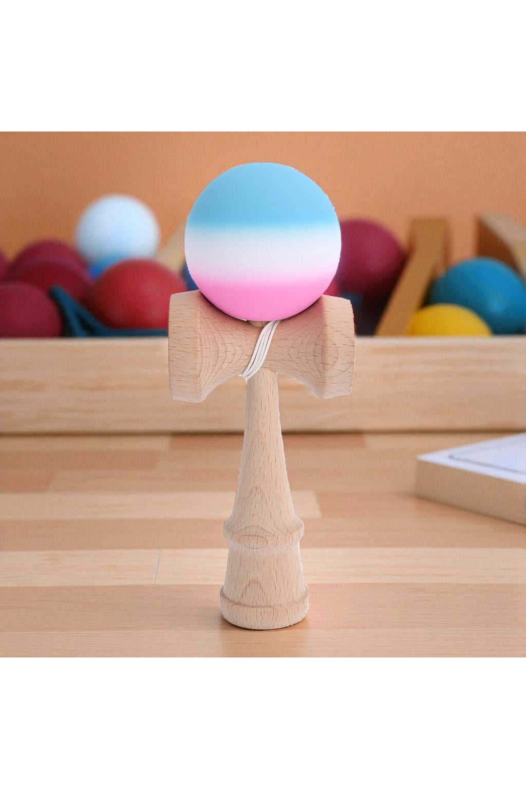 Kendama din lemn profesională, jucărie interactivă, 18 cm, minge cu suprafață antiderapantă, model gradient