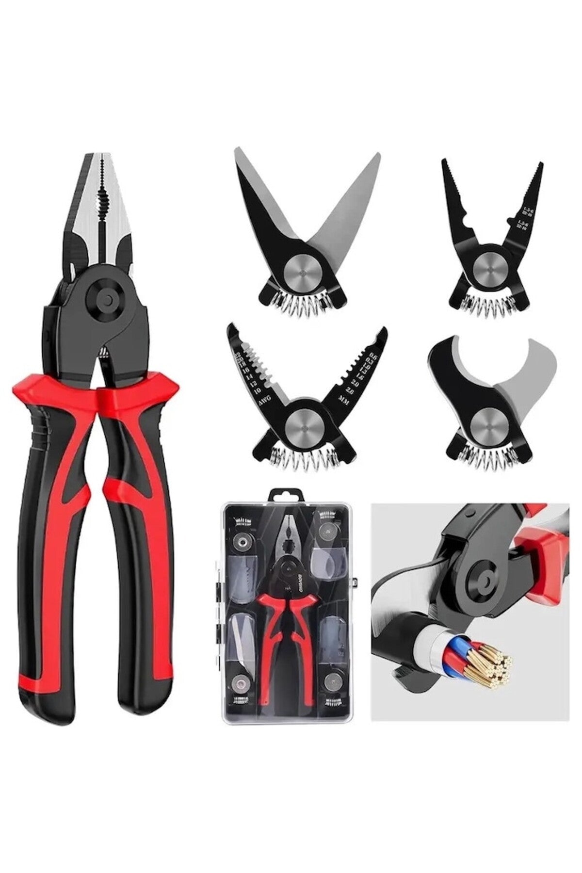 Set de Clesti 5 in 1 Multifunctional pentru Electricieni, 5 Capete Interschimbabile