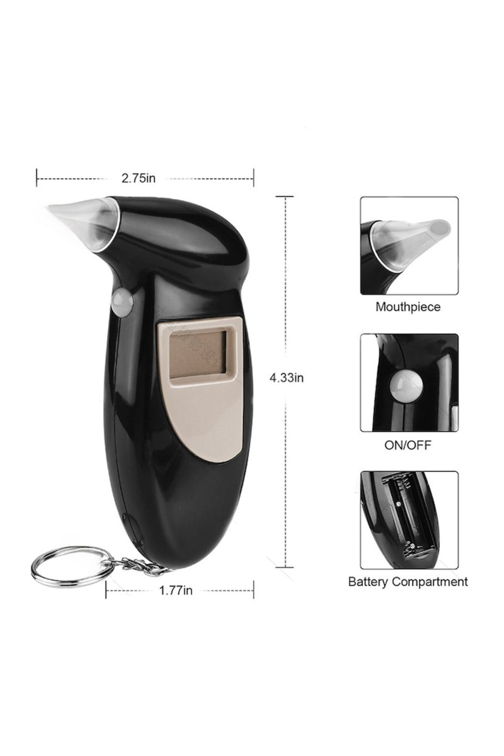 Tester digital portabil de alcool, măsurare precisă, material durabil
