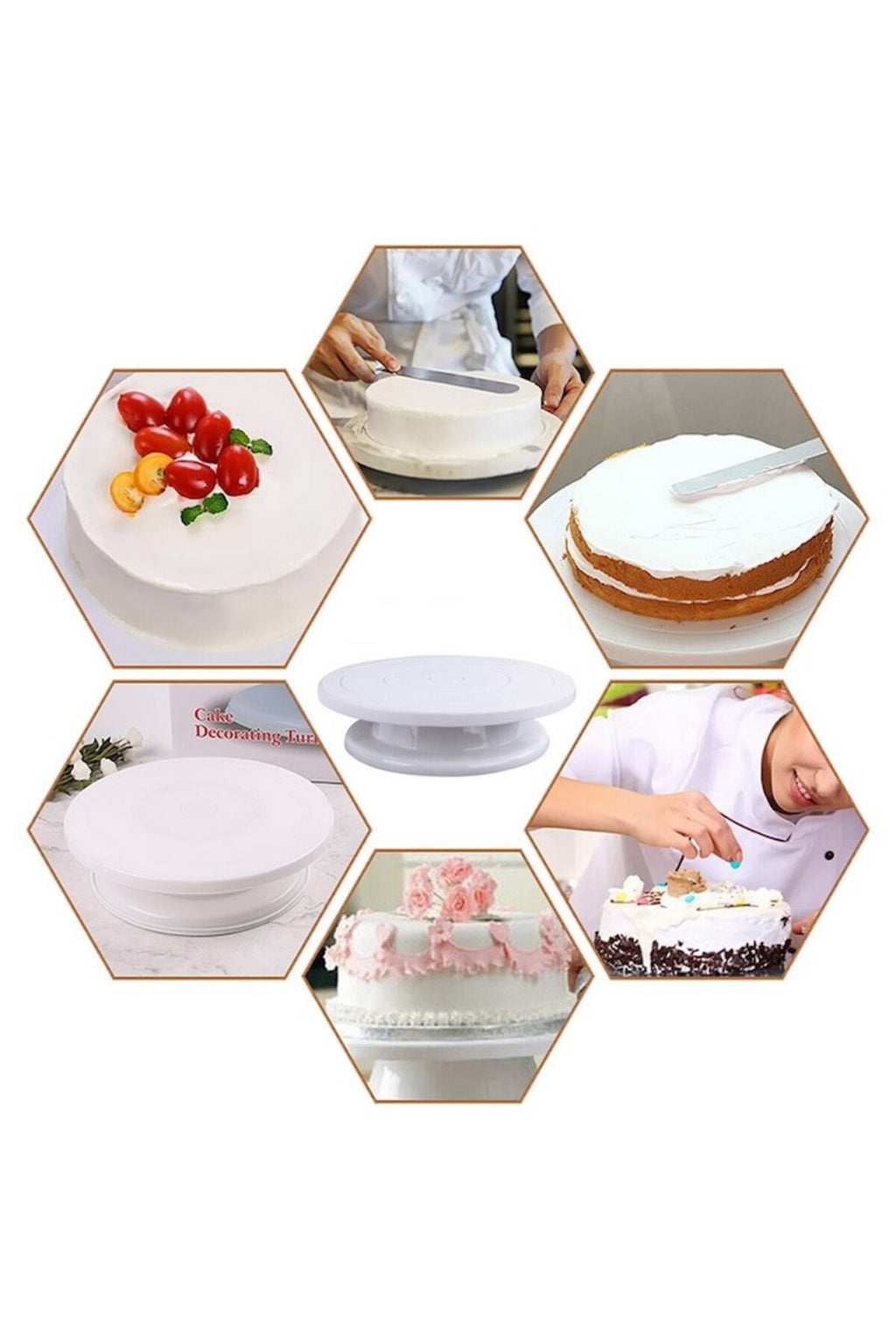 Platou rotativ pentru decorarea torturilor, suprafață antiderapantă, plastic, diametru 23/28 cm