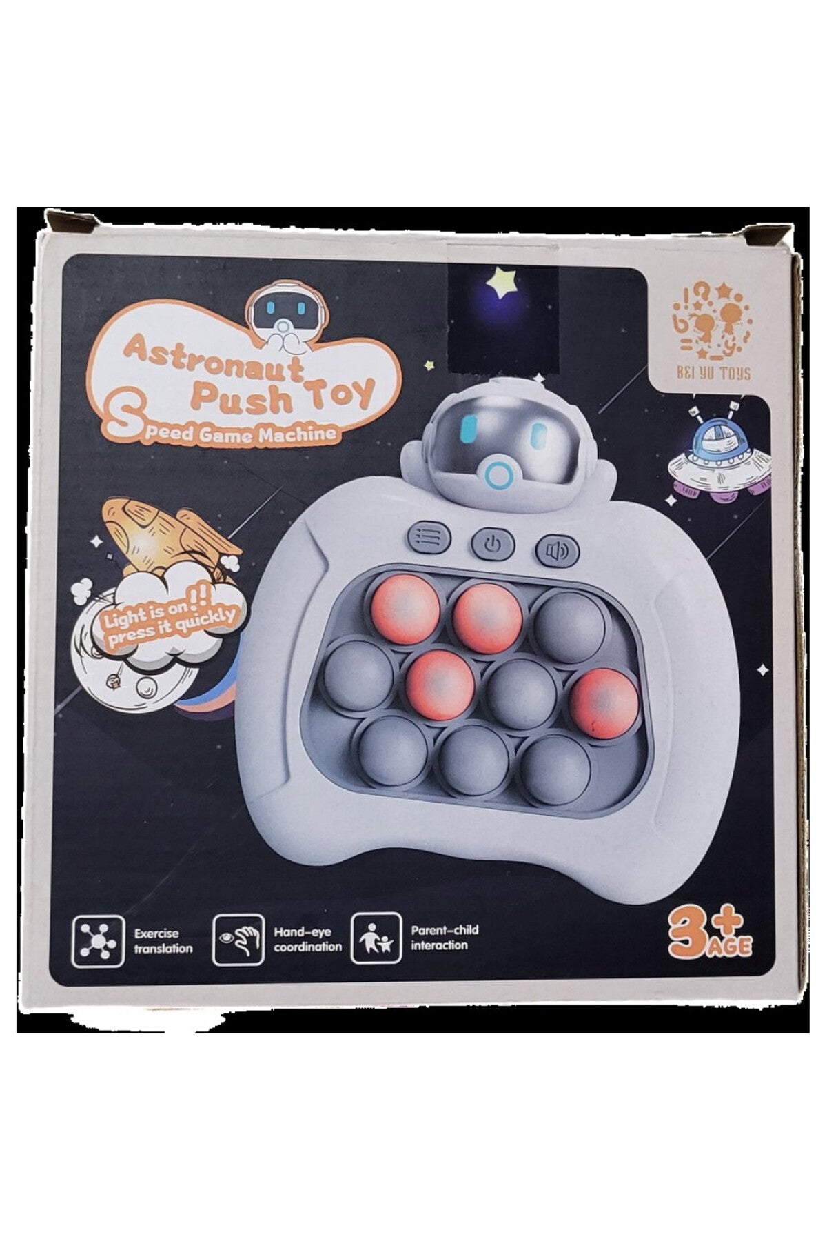 Joc interactiv Pop-It Consola, antistres, cu sunete si lumini, Astronaut