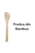 Set 3 ustensile din lemn bambus , 1 lingura rotunjita, 1 spadula gaurita, 1 spatula cu varf