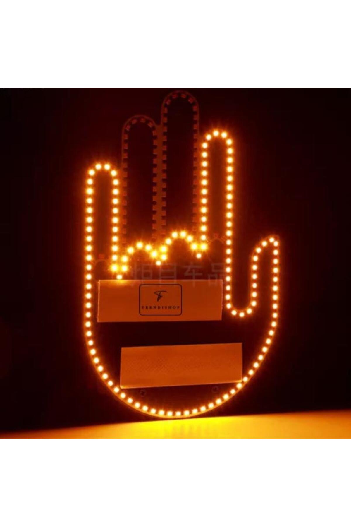 Semn LED cu telecomanda pentru masina, 3 pozitii, salut, deget mijlociu si rock on, negru