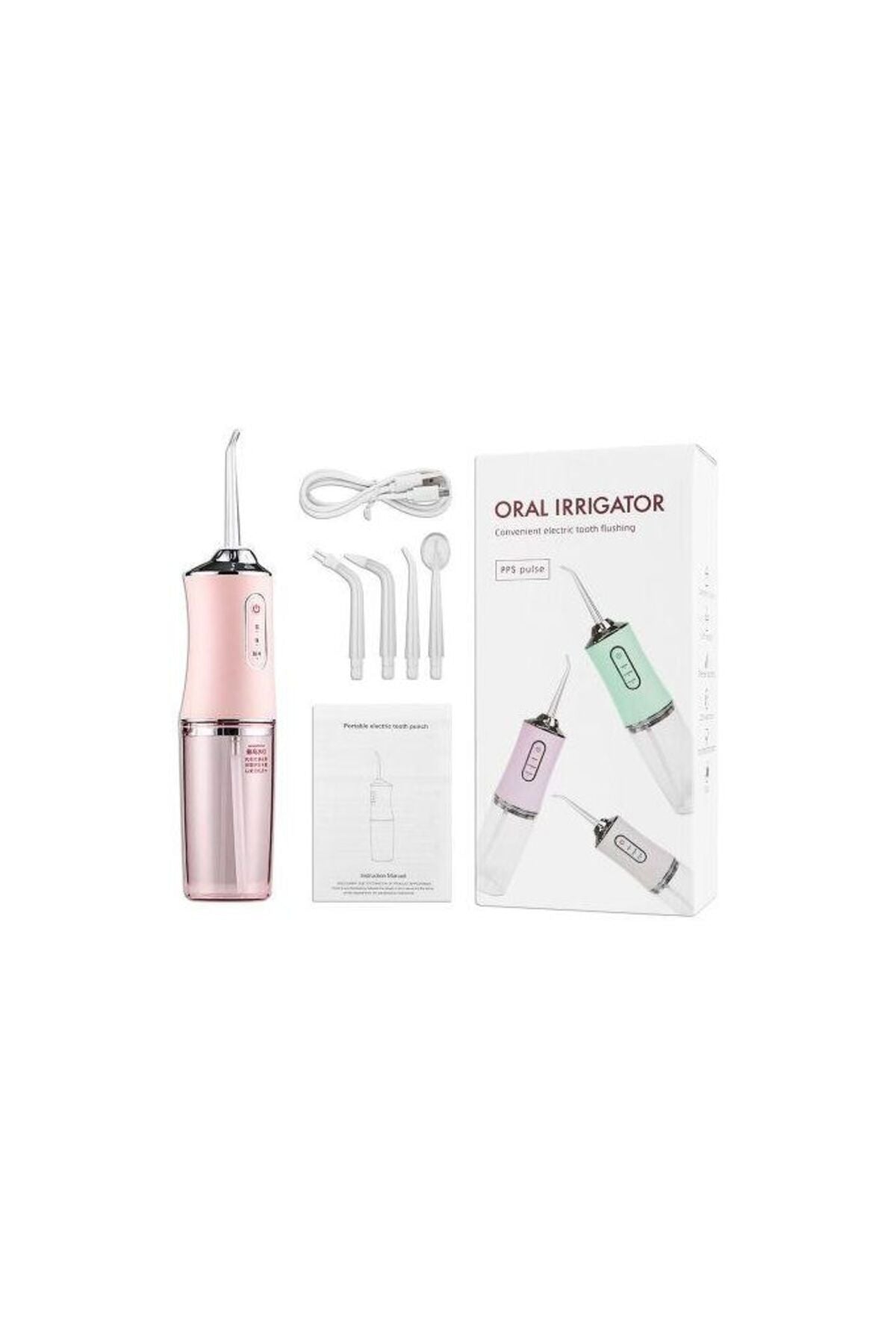 Irigator oral pentru duș bucal, Profesional, 4 accesorii și 3 moduri de curățare, 220 ml - Alb