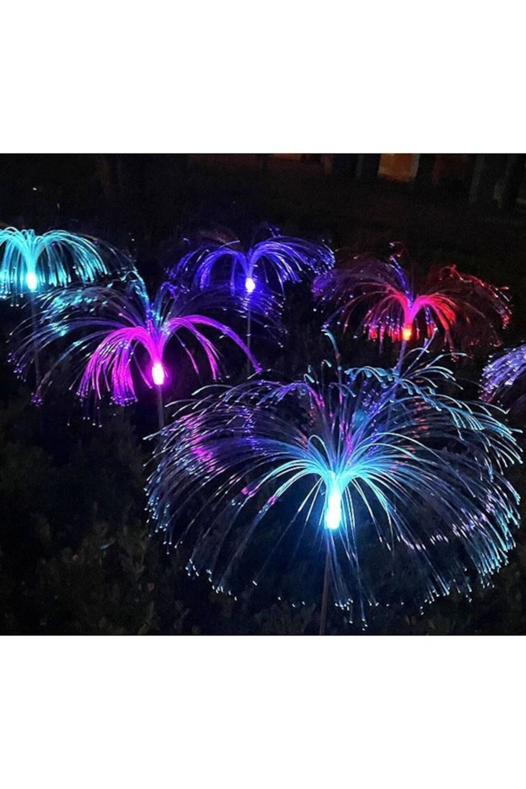 Set de 2 lămpi solare cu design meduză, LED RGB cu fibră optică