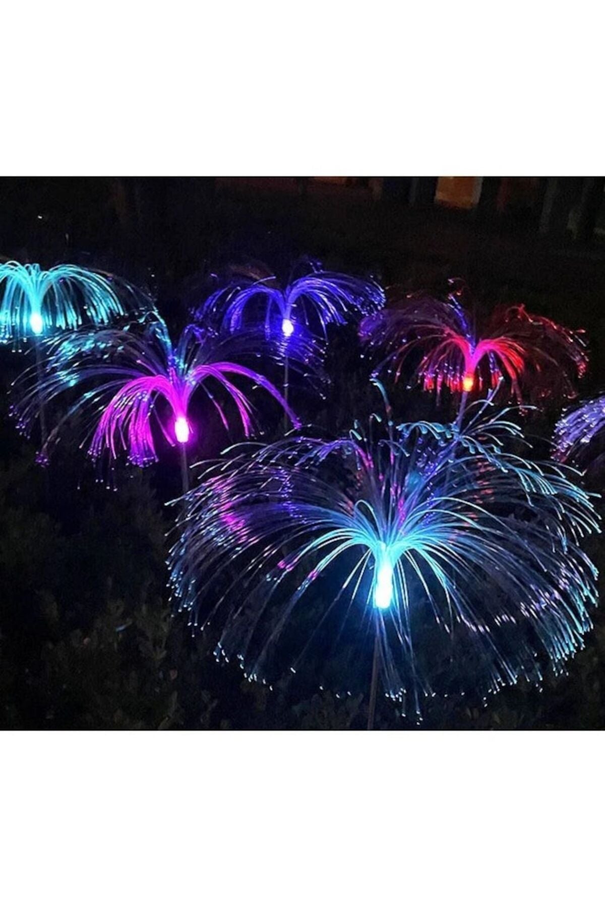 Set de 2 lămpi solare cu design meduză, LED RGB cu fibră optică