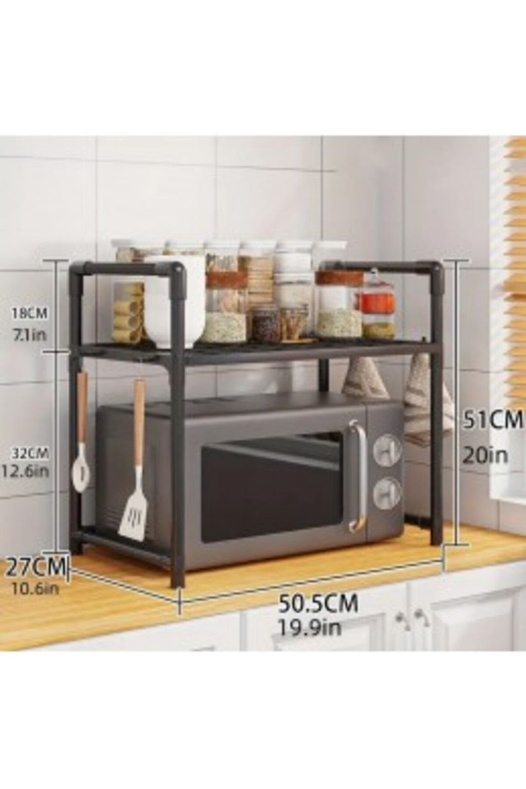 Suport Cuptor Microunde ,Raft Depozitare din plastic multifunctional, pentru bucatarie, baie, dormit