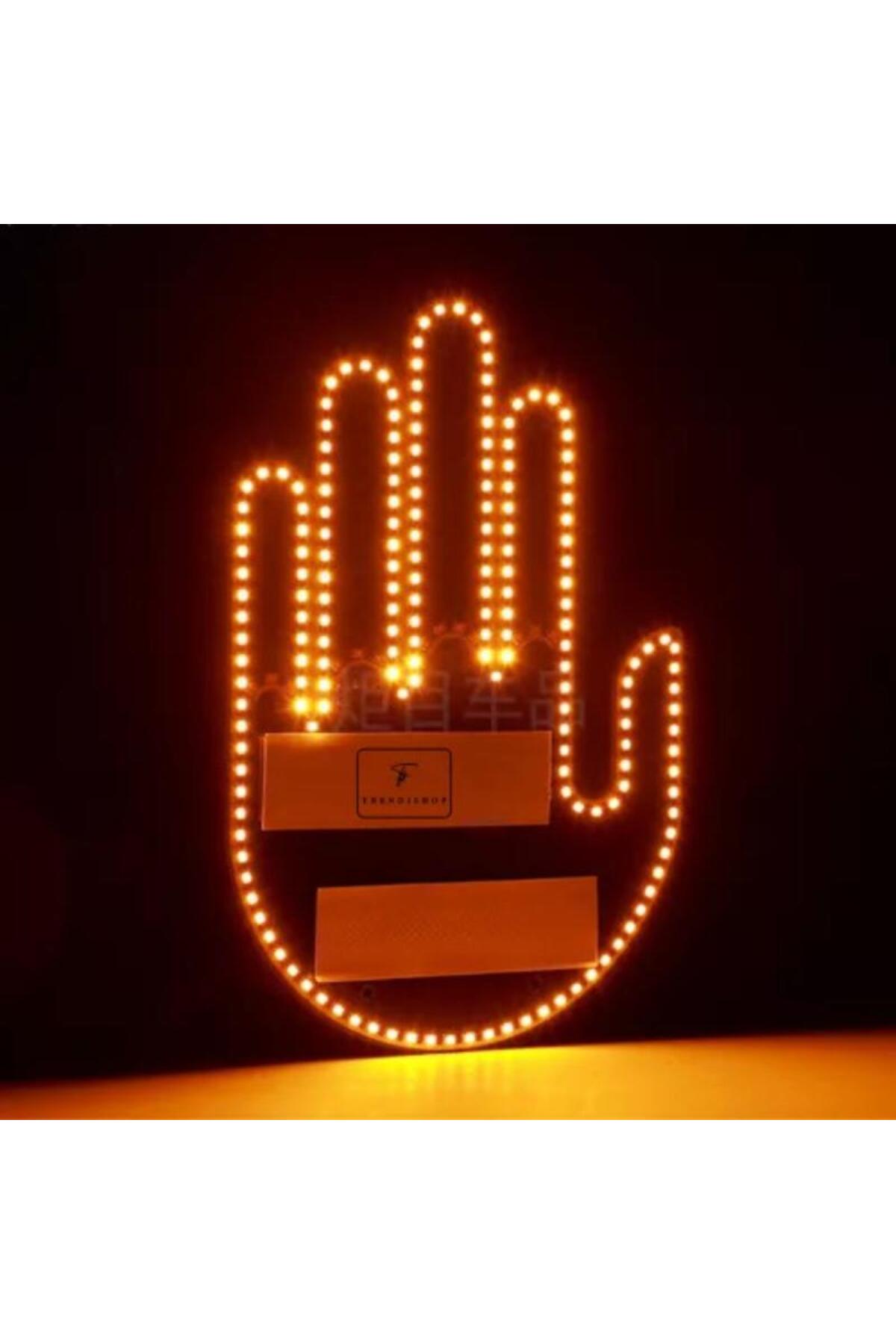 Semn LED cu telecomanda pentru masina, 3 pozitii, salut, deget mijlociu si rock on, negru