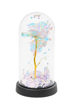 Cupolă decorativă cu trandafir acrilic iridescent, bile pastelate și lumini LED, 22x11 cm